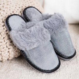 Bona Comfortable Slippers With Fur grey 1
