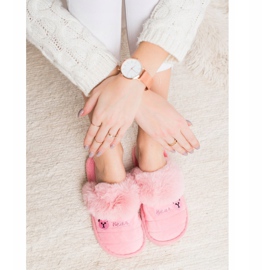 Bona Slippers With Bear Fur pink 1