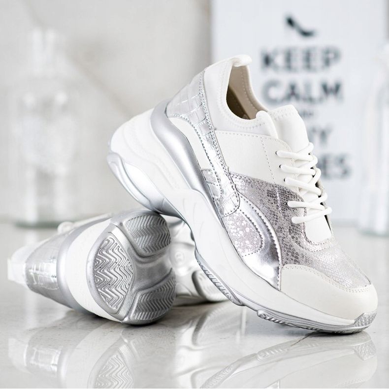 Bestelle Fashionable Sneakers On The Platform white silver grey 1 Bestelle Fashionable Sneakers On The Platform white silver grey 1
