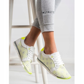 Kylie White and green Openwork Sneakers 1