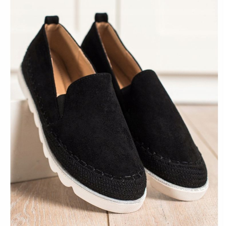 SHELOVET Suede Slipons For Spring black 1