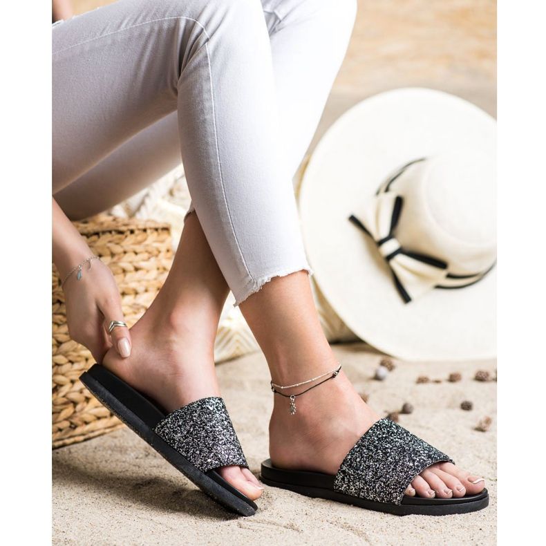 Filippo Slippers With Glitter black silver 2