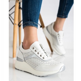 Goodin Leather Sneakers With Openwork Pattern white 2