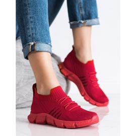 SHELOVET Openwork Sneakers On The Platform red 1