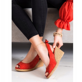 Slip-on sandals on the VINCEZA wedge red 1