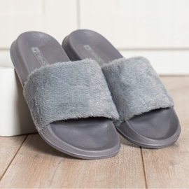 SHELOVET Light Slippers With Fur grey 2