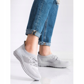 SHELOVET Gray openwork sneakers grey 2