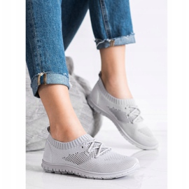SHELOVET Gray openwork sneakers grey 1