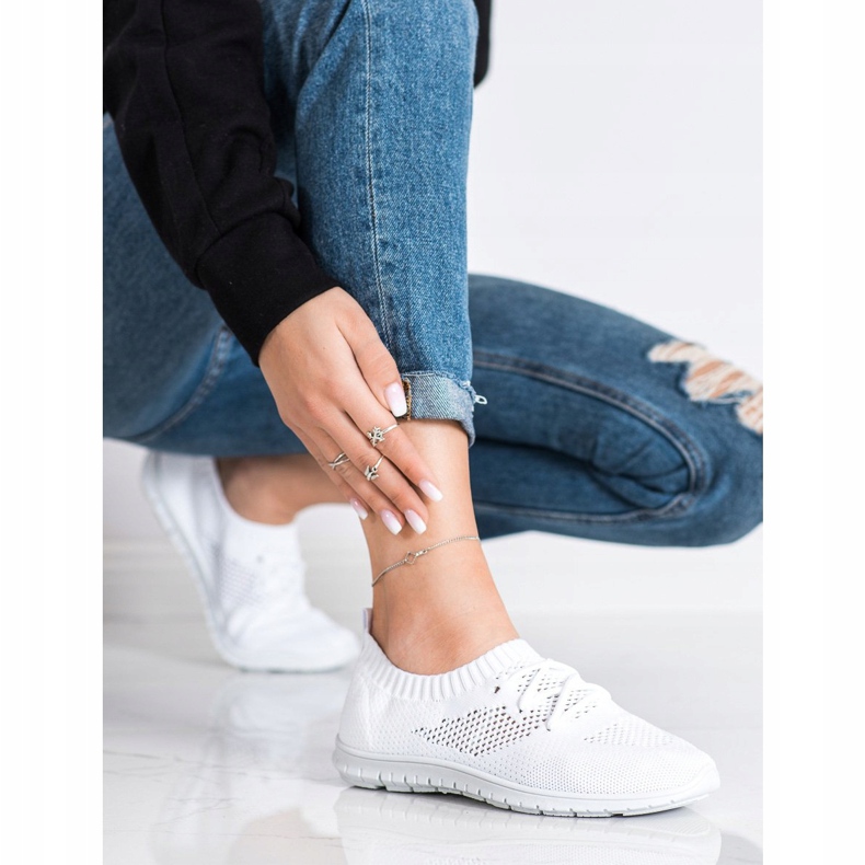 SHELOVET White openwork sneakers 2