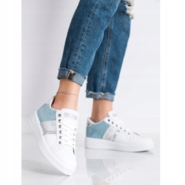 SHELOVET Sports shoes with a suede insert white blue 1