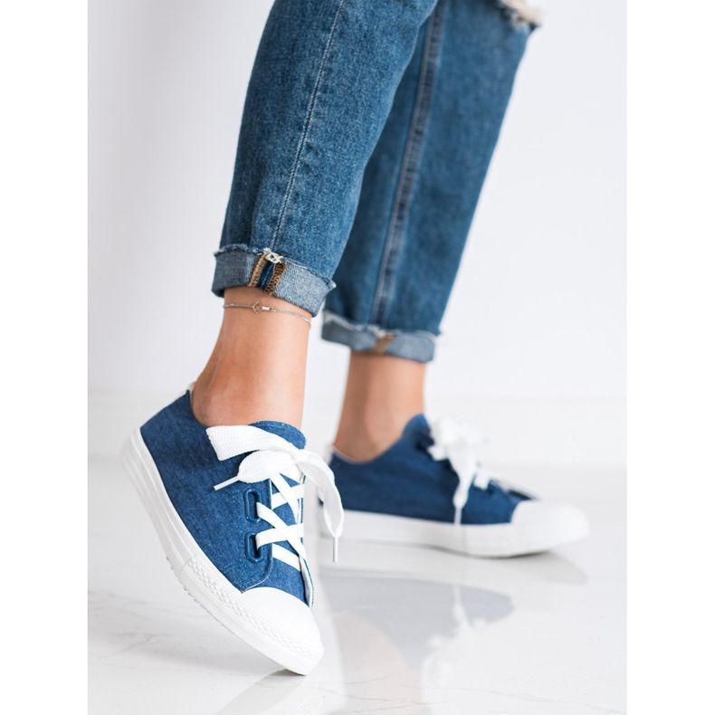 SHELOVET Stylish tied Sneakers blue 1