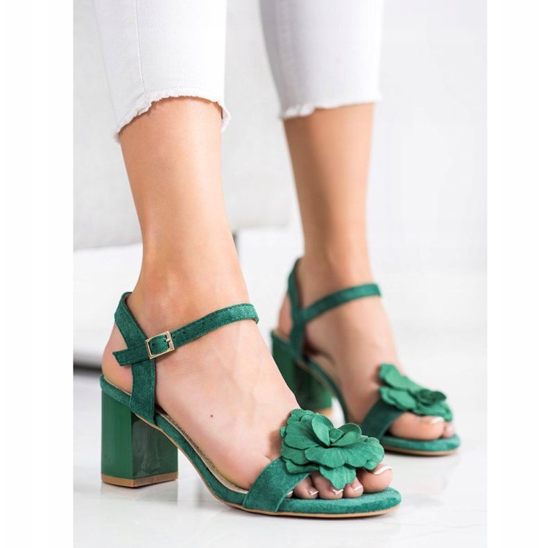 S. BARSKI Sandals With Flower S.BARSKI green 2