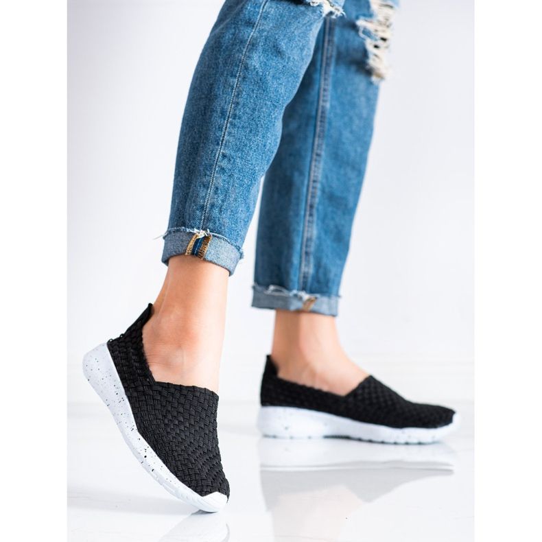 Sabatina Black Braided Slipons 2