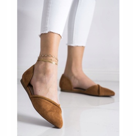 Goodin Suede ballerinas with a cut-out brown 2