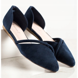 Goodin Suede Ballerinas With A Cut Out navy blue 1