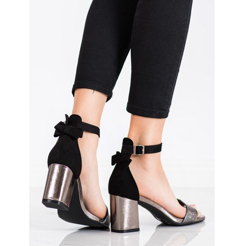 Sandals With A Bow VINCEZA black grey 2