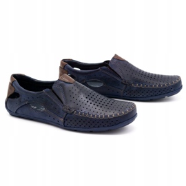 Mario Pala Men's shoes moccasins 901 summer navy blue grain brown 1