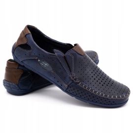 Mario Pala Men's shoes moccasins 901 summer navy blue grain brown 3
