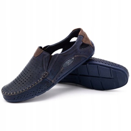Mario Pala Men's shoes moccasins 901 summer navy blue grain brown 2