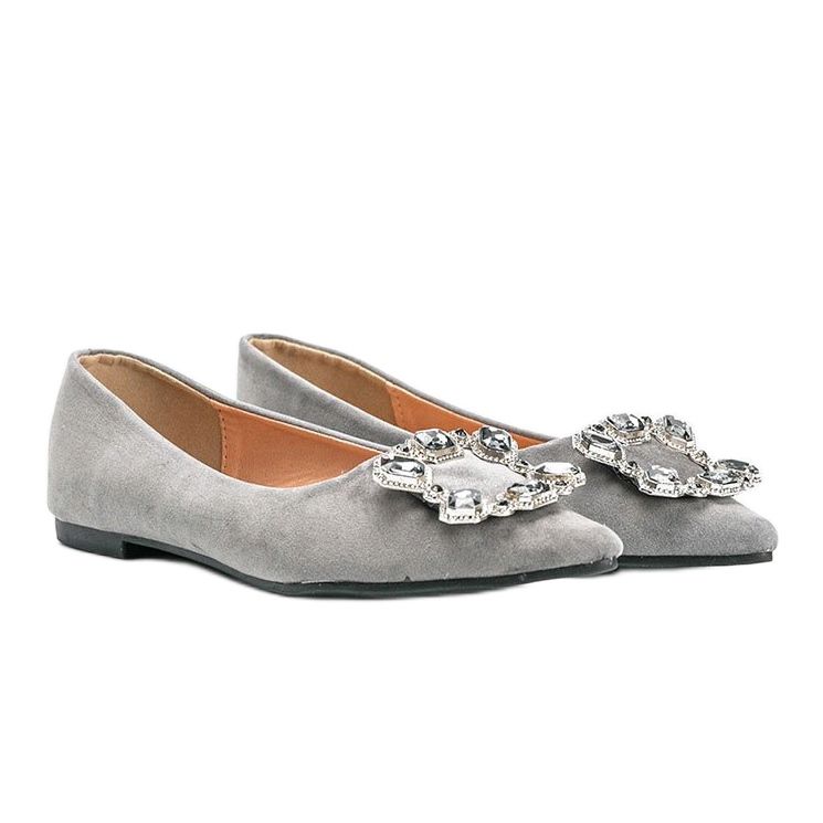 Gray ballerinas decorated with Shiny stones grey 1