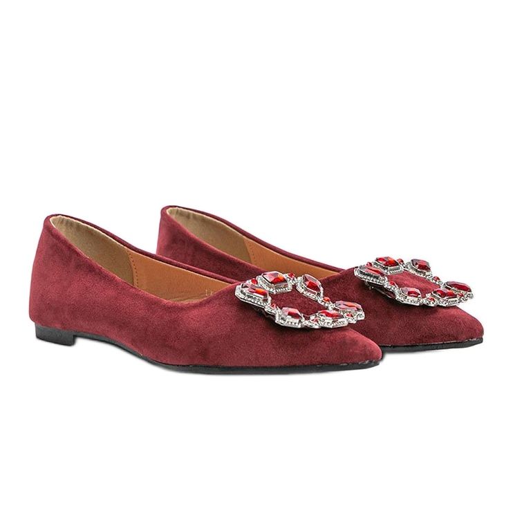 Red ballerinas adorned with Shiny stones 1