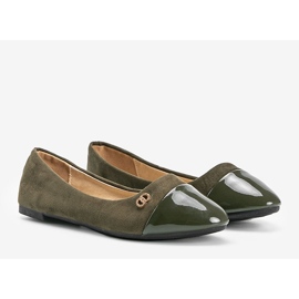 Green ballerinas with patent Serena toe 1