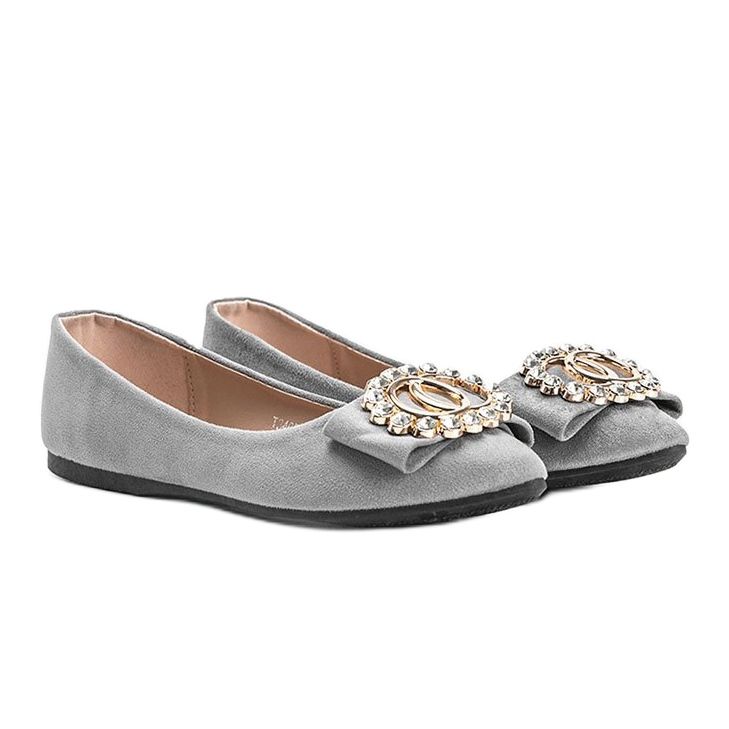 Gray ballerinas decorated with Ciara stones grey 1