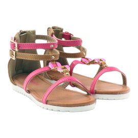 American Club Gladiator sandals children's shoes on the American pink zipper brown white 4 American Club Gladiator sandals children's shoes on the American pink zipper brown white 4