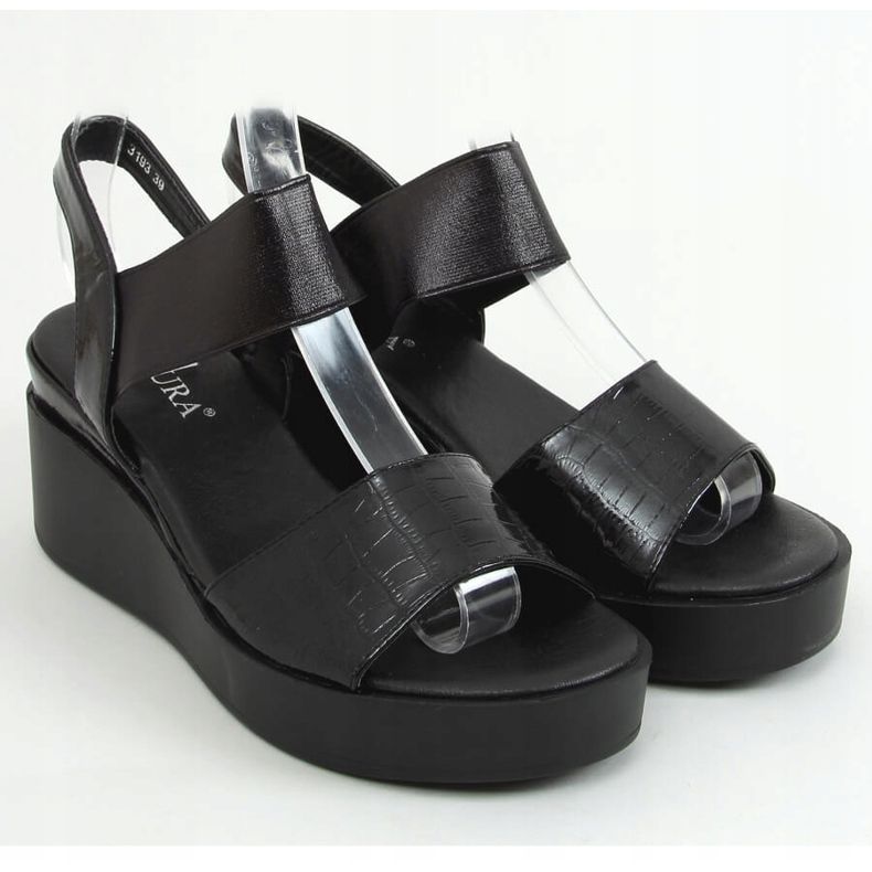 Black sandals on a wedge heel 3193 Black 2