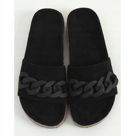 Black cork slippers with a chain DZ907 Black 1