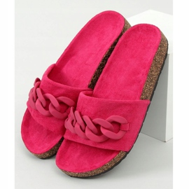 Fuchsia pink cork slippers with a chain DZ907 Peach 1