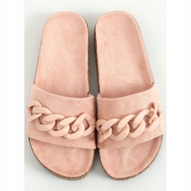 Pink cork slippers with a chain DZ907 Pink 1