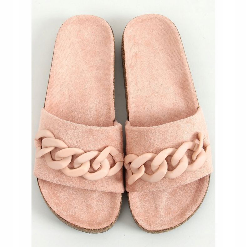 Pink cork slippers with a chain DZ907 Pink 1