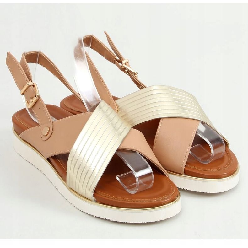 Women's beige sandals MJF745-9 Beige golden 1