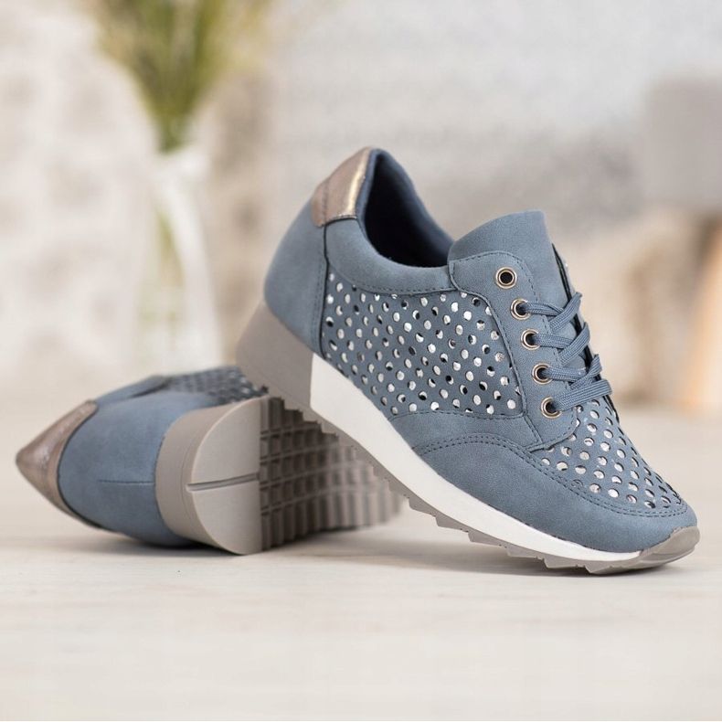 Kylie Openwork shoes on the platform blue 1