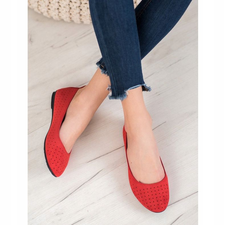 SHELOVET Openwork ballerinas red 2