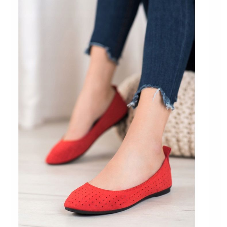 SHELOVET Openwork ballerinas red 1