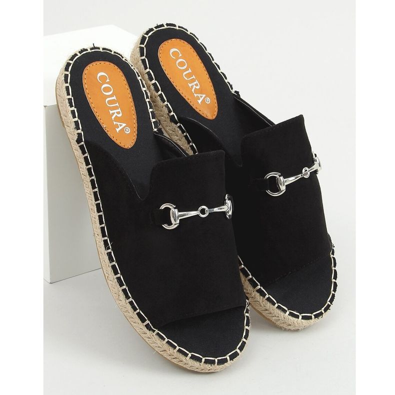Black espadrilles slippers with a buckle 8294 Black 1