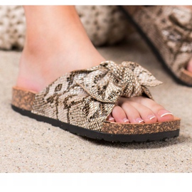 Bella Paris Snake Print Slippers beige 1