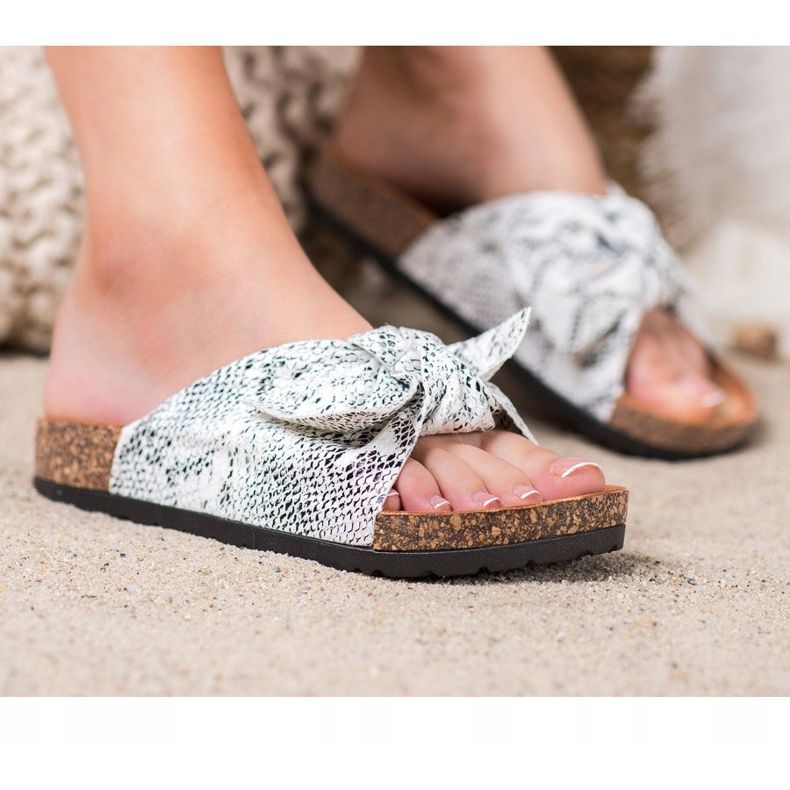 Bella Paris Snake Print Slippers grey 2