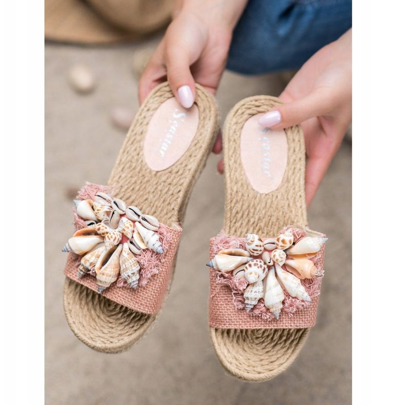 Seastar Fashionable flip-flops with shells pink 1