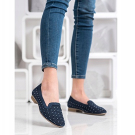 Filippo Leather Lords With Cubic Zirconia navy blue 1