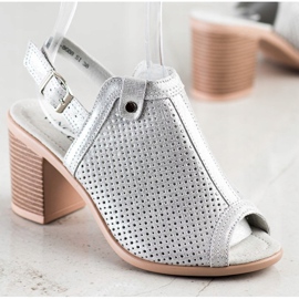 Glowing Sandals Made of VINCEZA Leather silver 2