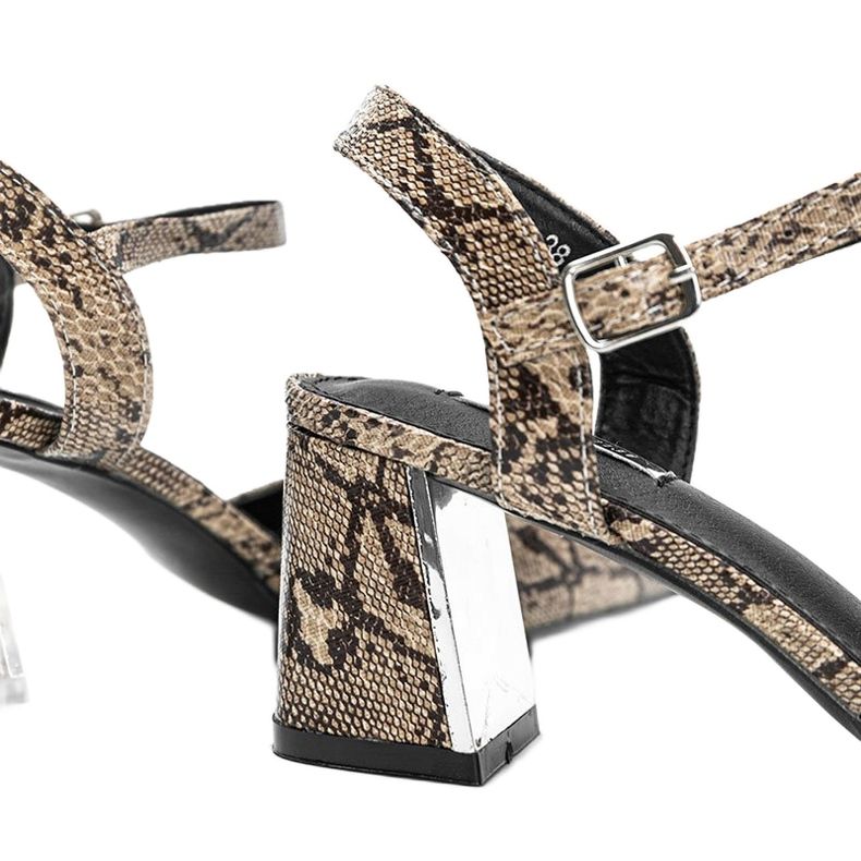 Pumps in the snake skin pattern on the Anita block beige 1