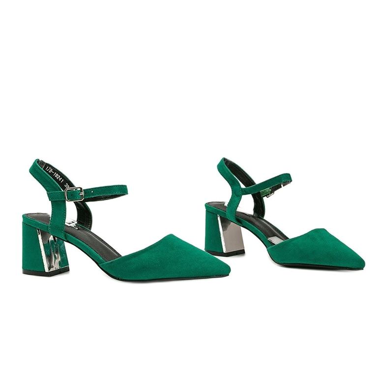 Green pumps on an eco-suede block Anita 1