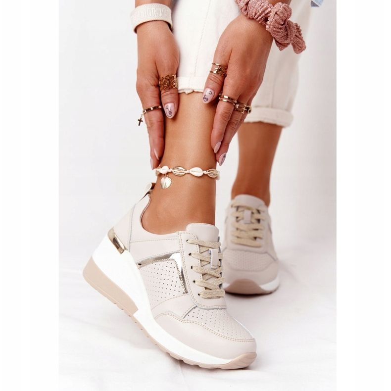 S.Barski Leather Wedge Sneakers S. Barki Beige 2