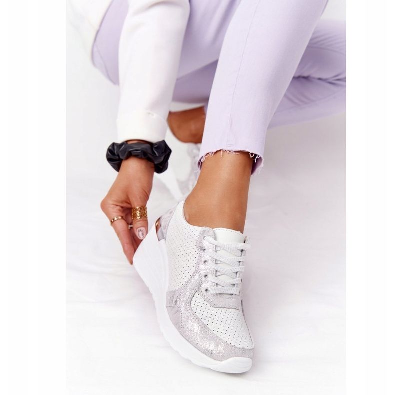 S.Barski Leather Wedge Sneakers S. Barki White-Silver 2 S.Barski Leather Wedge Sneakers S. Barki White-Silver 2