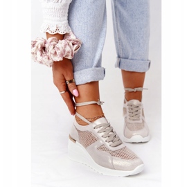Leather Wedge Sneakers With Mesh S.Barski Golden 2