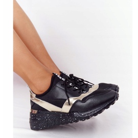 Leather Wedge Sneakers S.Barski Black and Gold 1