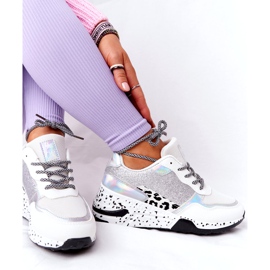 NEWS Women's Wedge Sneakers White With Brocade Avery 21SP26-3974 black silver 4